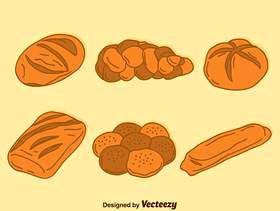 手绘面包集合矢量