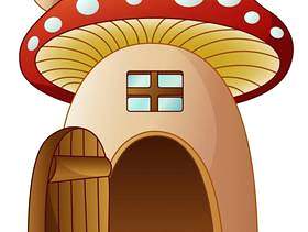 导航动画片蘑菇房子的例证有门户开放主义的