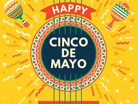 Cinco de Mayo墨西哥贺卡与声学吉他和马拉卡斯背景
