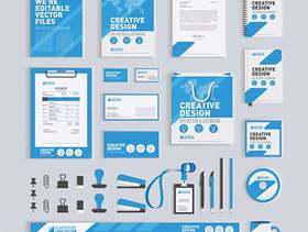 蓝色几何企业形象设计模板