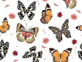 飞行在庭院里的蝴蝶，无缝的样式传染媒介