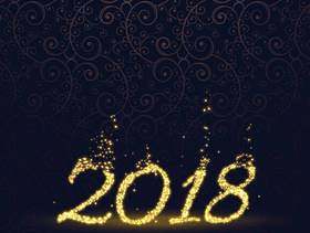 用闪光粒子背景做的新年快乐2018年