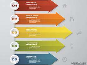 用于数据表示的5个步骤箭头模板。