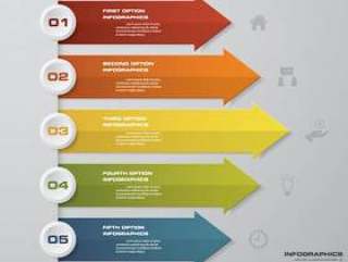 用于数据表示的5个步骤箭头模板。