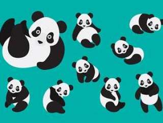 可爱的熊猫矢量图