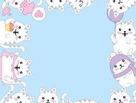 Kawaii小猫可爱的动物动画片边界装饰