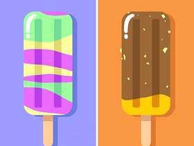 彩虹和巧克力坚果夏季冰棒矢量