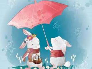 Bunny Love in the Rain