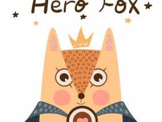 Little princess - super hero fox illustration.