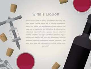 红葡萄酒或白酒塞与玻璃和开瓶器
