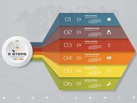 6个步骤箭头模板图表的演示文稿。