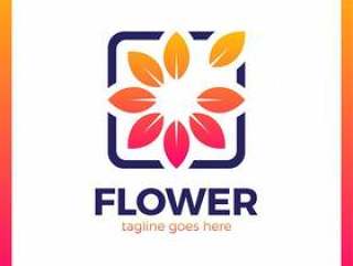 在方形框架标识的花。概述媒体性质