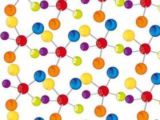 多彩分子在白色背景矢量图