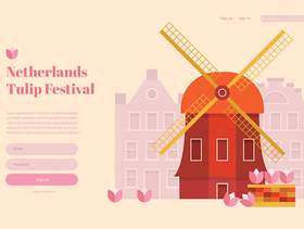 荷兰郁金香节登陆页面，网页模板。