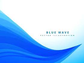 蓝色波浪线条流畅背景设计