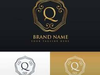 优雅的信Q徽标会标风格设计