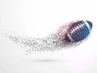 与粒子波浪的抽象橄榄球球飞行