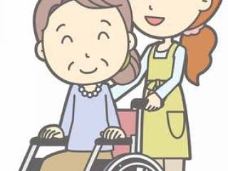 围裙家庭主妇b - 轮椅推 - 全身