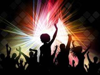 在抽象背景上跳舞的人的剪影