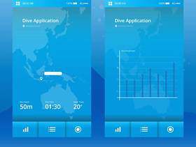 水肺潜水移动应用程序图。