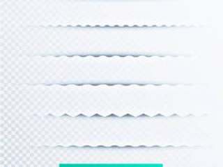 锯齿形纸阴影效果集合在透明背景上