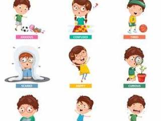 Vector Illustration Of Kid Emotions
