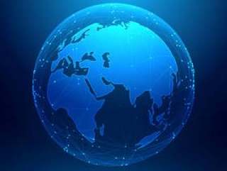 数字技术背景上的蓝色地球