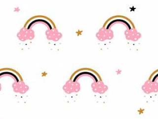 Cute, cloud, rainbow - seamless pattern.