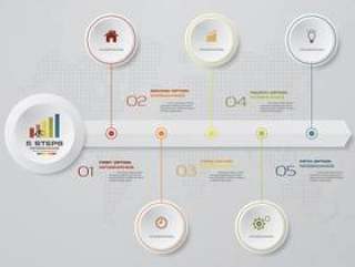 5 steps timeline infographics element chart.