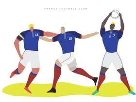 法国世界杯足球字符平面矢量图