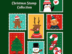 可爱圣诞节邮票