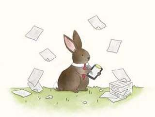 繁忙的小兔子签署的文件