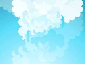 蓝蓝的天空背景上的卡通云