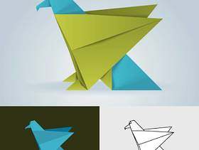 秃头鹰折纸日本创意装饰插图