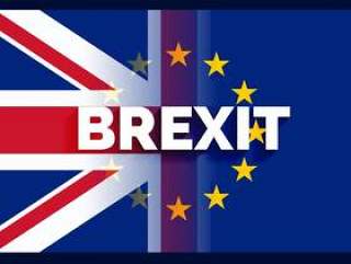 英国和欧盟旗帜与brexit文本