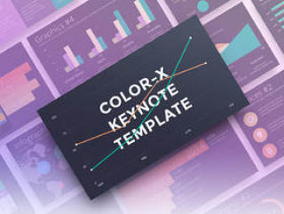 40+清洁优雅的商业相关幻灯片模板，Color-X Keynote模板