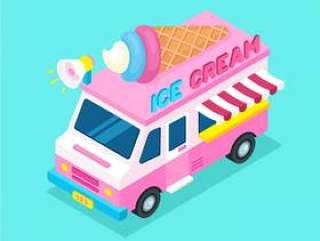 等距的食物卡车冰淇淋