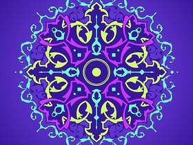 曼荼罗装饰饰品紫色背景矢量