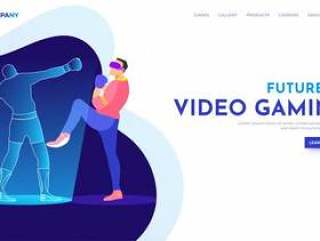 Landing page with realistic man playing