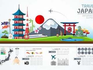 Infographics旅行和地标日本模板设计