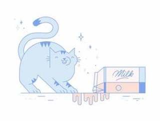  猫喝牛奶矢量