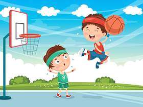 打篮球的孩子的例证