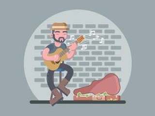 弹吉他例证的街道音乐家