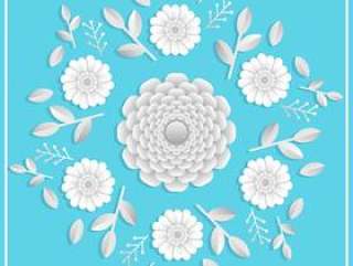 3d现实花卉papercraft与平托斯卡背景矢量图