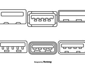 向量组的USB端口线样式图标