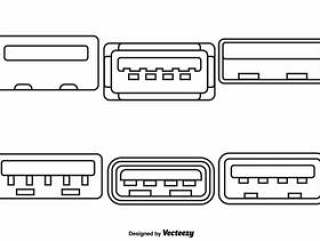 向量组的USB端口线样式图标
