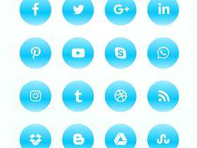 蓝色社交媒体网络图标集
