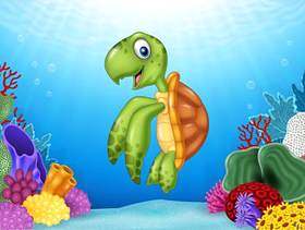 与美好的水下的世界的动画片乌龟