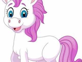 Cute baby pony posing isolated on white background