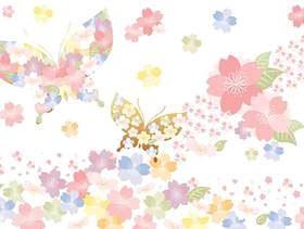 日本的樱花和蝴蝶图案